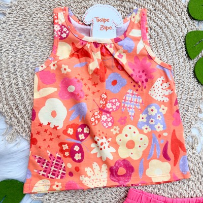  Conj. Regata Borboletas e Short - Laranja